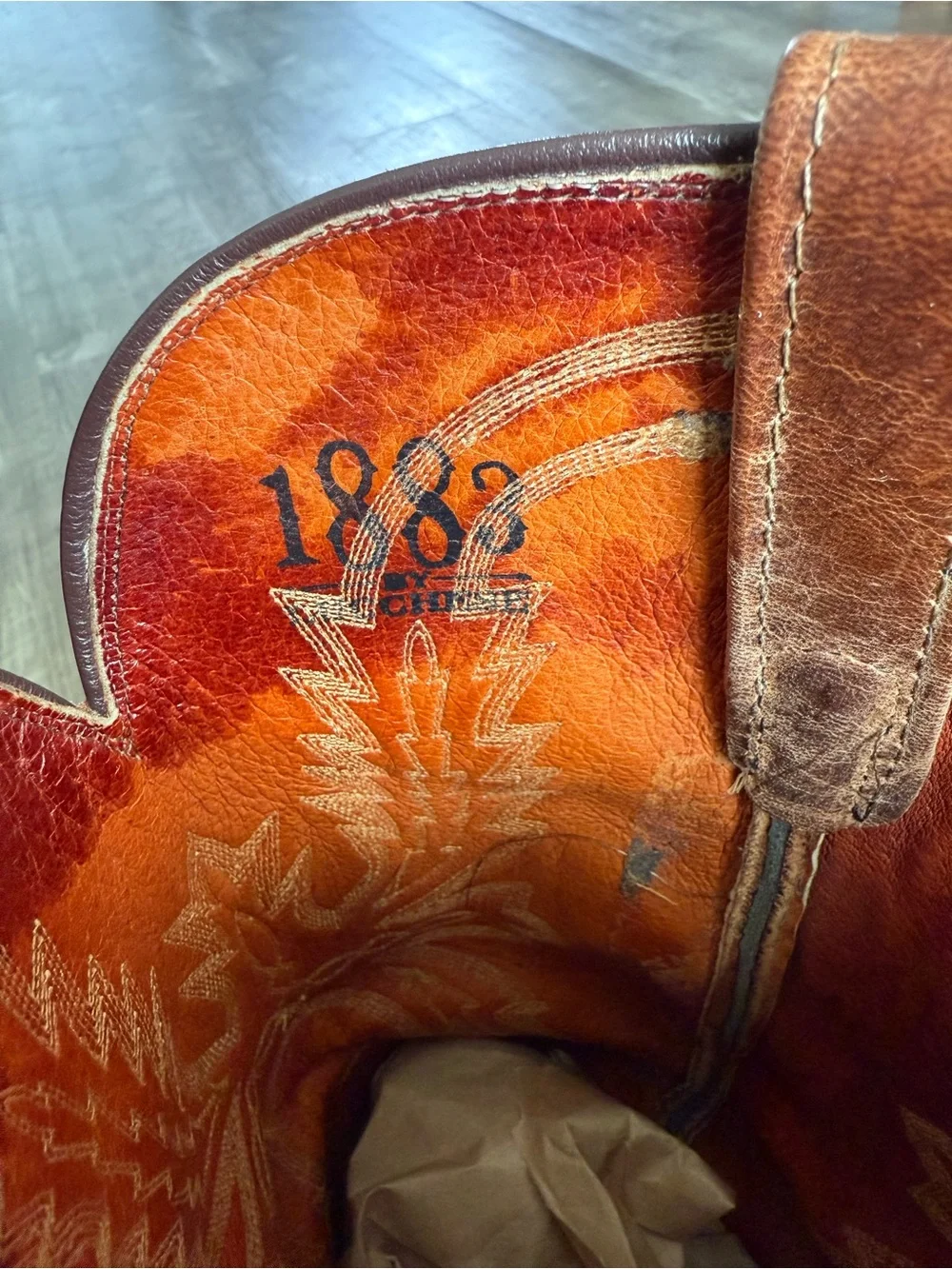 Lucchese 1883 Men's Handmade Burnished Tan Mad Dog Goat Boots Size 12D
